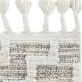 8' Ivory And Gray Geometric Runner Rug With Fringe