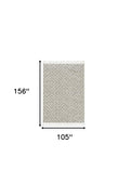 8' Ivory And Gray Geometric Runner Rug With Fringe