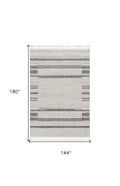 8' Gray And Ivory Abstract Runner Rug