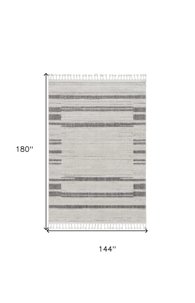 8' Gray And Ivory Abstract Runner Rug