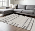 8' Gray And Ivory Abstract Runner Rug