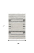 8' Gray And Ivory Abstract Runner Rug
