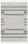 9' X 13' Ivory Grey Machine Woven Abstract Color Block Indoor Area Rug