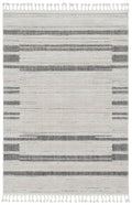9' X 13' Ivory Grey Machine Woven Abstract Color Block Indoor Area Rug