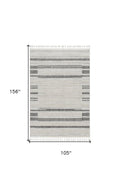 9' X 13' Ivory Grey Machine Woven Abstract Color Block Indoor Area Rug