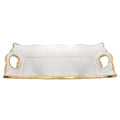 11" Clear And Gold Seeded Glass Serving Tray With Handles