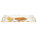 20" Clear And Gold Seeded Glass Serving Tray With Handles