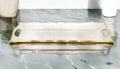 20" Clear And Gold Seeded Glass Serving Tray With Handles