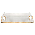 20" Clear And Gold Seeded Glass Serving Tray With Handles