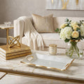 20" Clear And Gold Seeded Glass Serving Tray With Handles