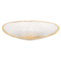8" Clear And Gold Glass Scalloped Edge Oval Serving Bowl