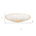 8" Clear And Gold Glass Scalloped Edge Oval Serving Bowl