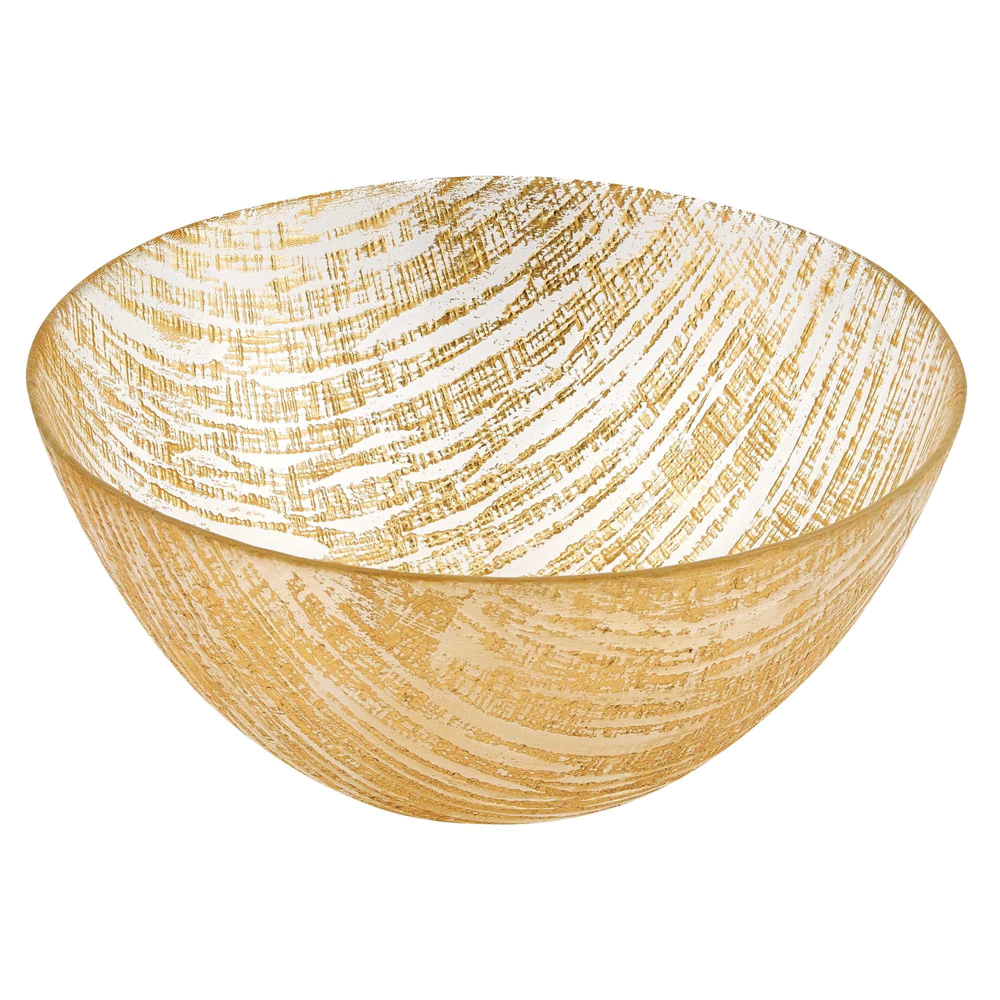 8 Hand Crafted Glass Gold Accent Salad Or Serving Bowl