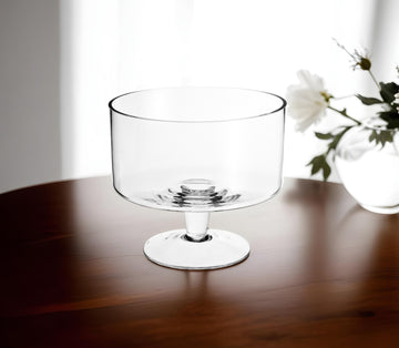 10" Clear Mouth Blown Crystal Round Trifle Bowl