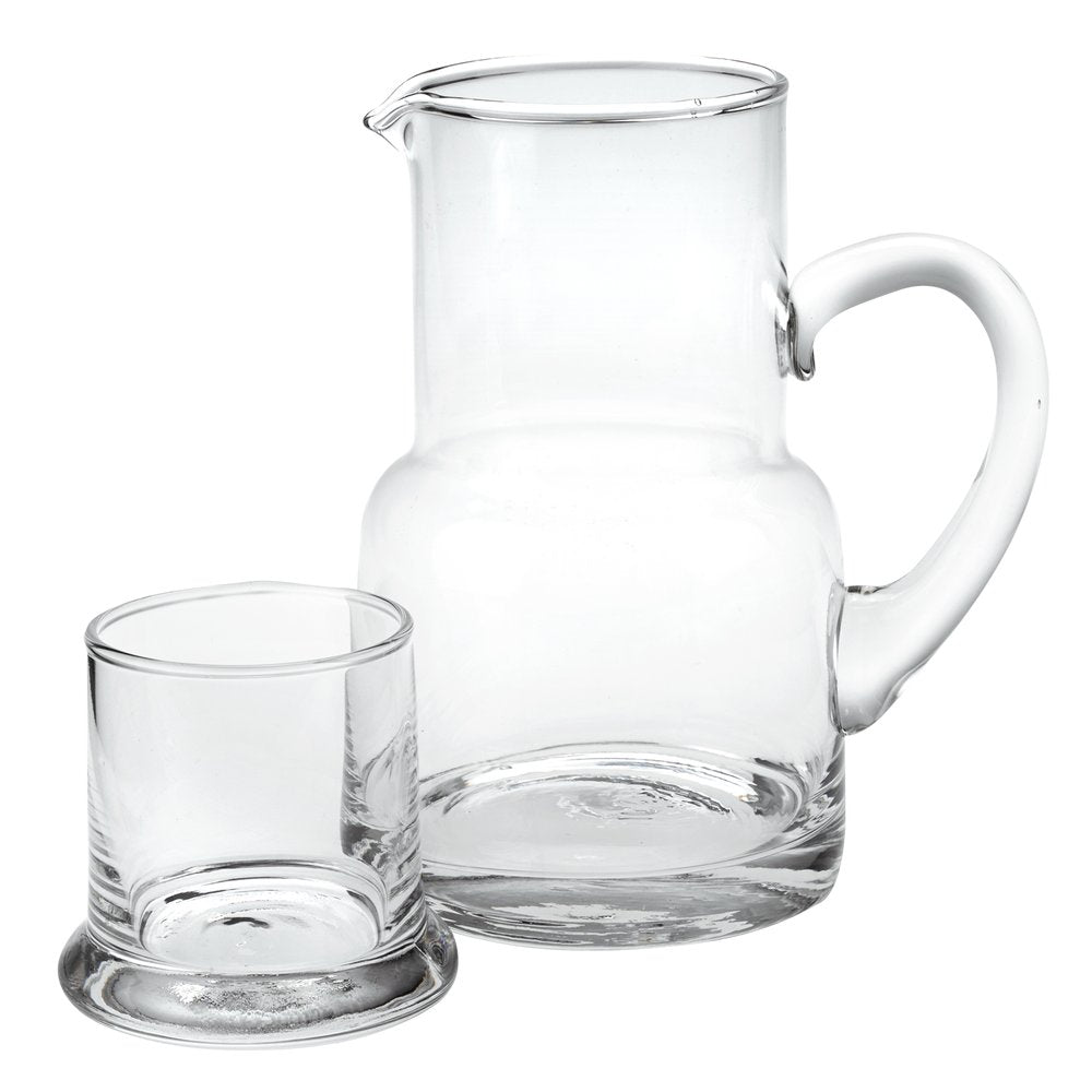 Set of Two Clear Crystal Glass Stemless Carafe And Drinking Glass