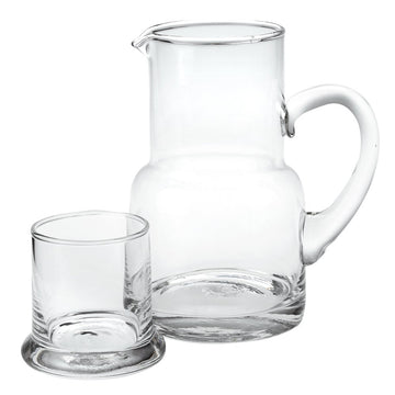Set of Two Clear Crystal Glass Stemless Carafe And Drinking Glass