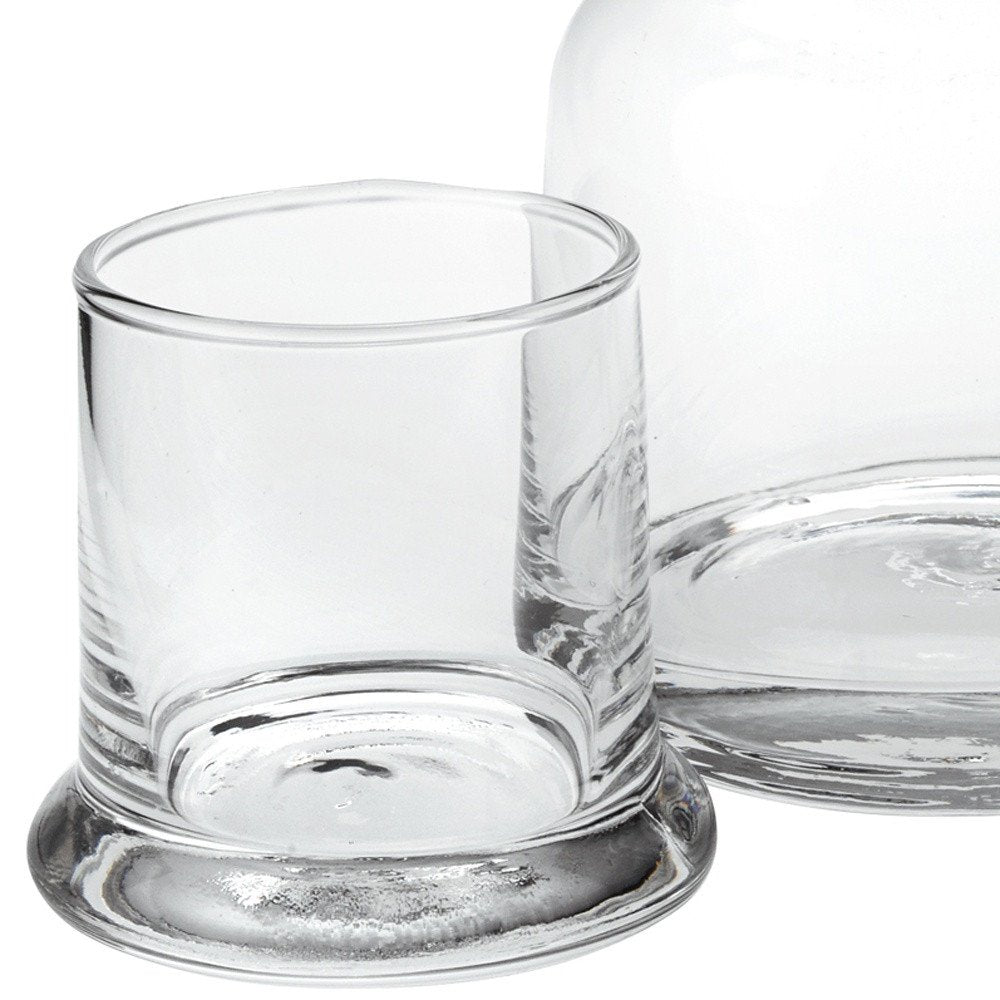 Set of Two Clear Crystal Glass Stemless Carafe And Drinking Glass