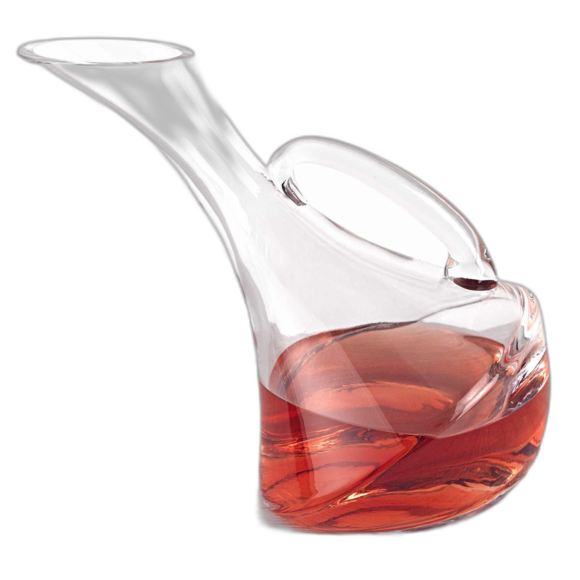 Mouth Blown Glass Wine Carafe  32 Oz