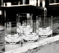 Set of Four Clear Mouth Blown Crystal Old Fashion Glasses