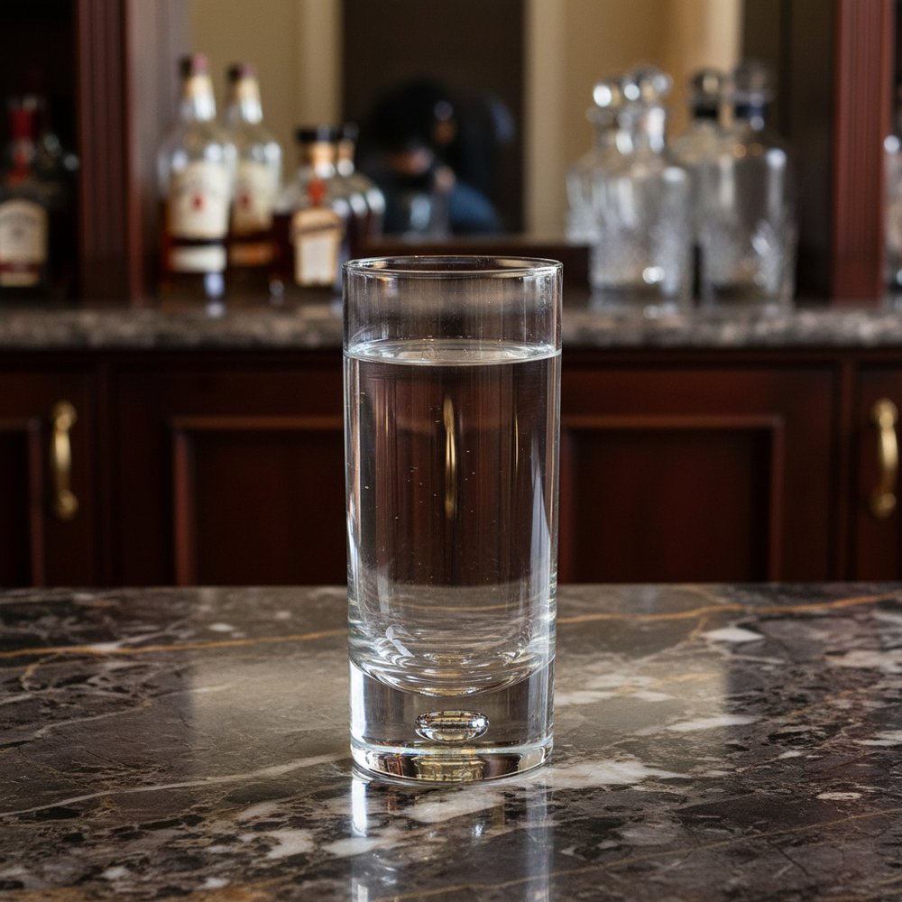 Set of Four Clear Mouth Blown Crystal Highball Glasses