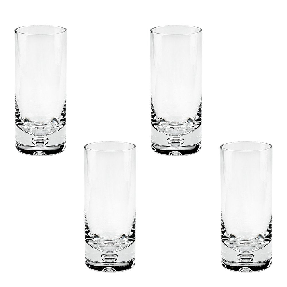 Set of Four Clear Mouth Blown Crystal Highball Glasses