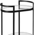 Cyclider Black Metal With Two Mirror Glass Shelves Bar Cart