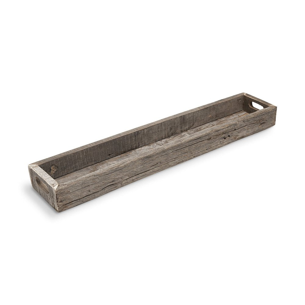 36" Brown Wood Cracker Tray With Handles