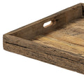 24" Brown Square Reclaimed Wood Tray With Handles