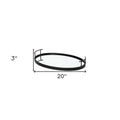 20" Black Metal And Mirrored Glass Oval Vanity Tray With Handles