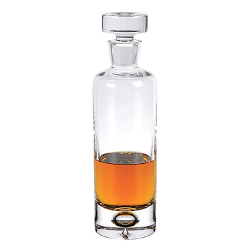 Mouth Blown European Crystal Round Decanter 28 Oz