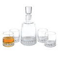 Set of Five Clear Mouth Blown Lead Free Crystal Whiskey Set