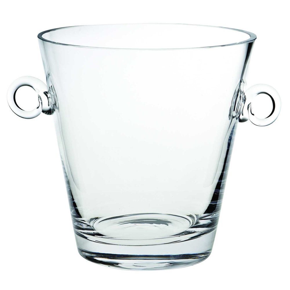 9" Clear Mouth Blown Crystal Ice Bucket