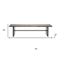 Rectangular Indian Mango Woodbrown Tone Finish W Metal Cladding On The Base Dining Bench