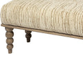 55" Cream and Wood Brown Upholstered Fabric Bench