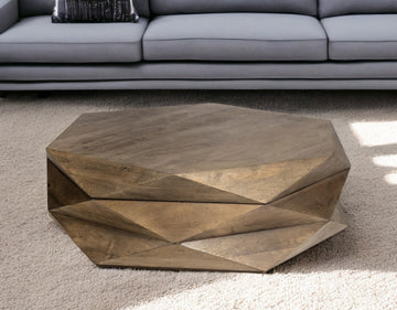 48" Brown Wood Hexagon Coffee Table