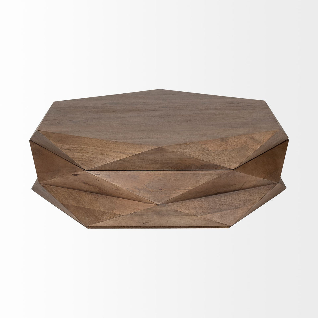 48" Brown Wood Hexagon Coffee Table