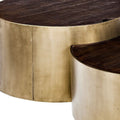 Brown Wood Round Nested Coffee Tables