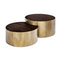 Brown Wood Round Nested Coffee Tables