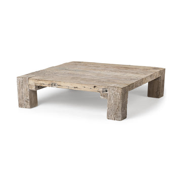 48" Natural Wood Distressed Coffee Table