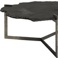 40" Black and Gold Stone and Iron Free Form Distressed Coffee Table