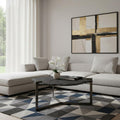 40" Black and Gold Stone and Iron Free Form Distressed Coffee Table