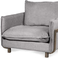 42" Gray and Brown Linen Arm Chair