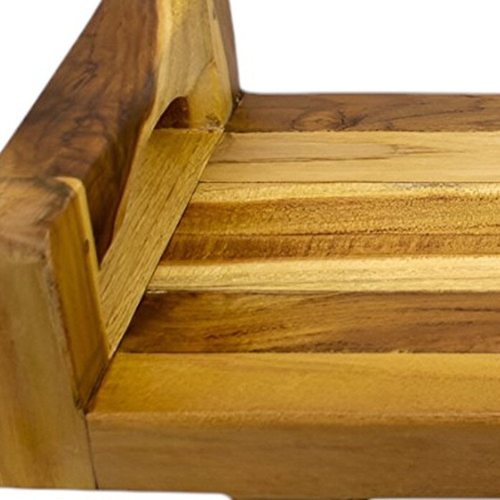 29"W Natural Teak Bath Tray and Seat with Handles