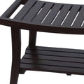 30" Dark Brown Teak Rectangular Shower Bench With Shelf
