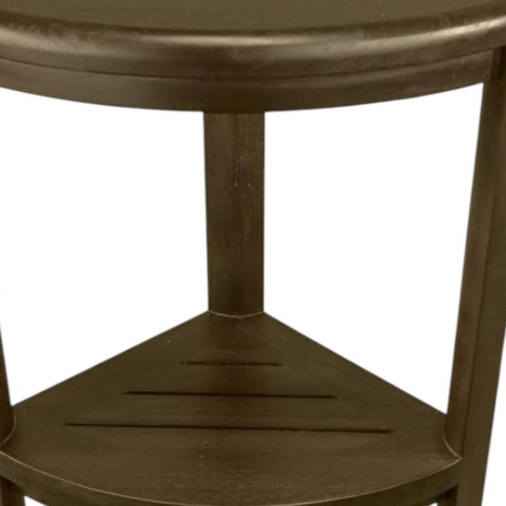 Teak Three Tier Corner Corner Shower Shelf  In  Brown Finish