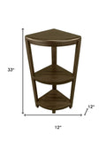Teak Three Tier Corner Corner Shower Shelf  In  Brown Finish