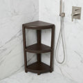 Teak Three Tier Corner Corner Shower Shelf  In  Brown Finish
