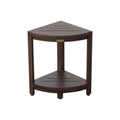 Compact Triangular Teak Shower Outdoor Bench With Shelf In Brown Finish