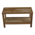 Rectangular Teak Shower Bench With Shelf In Natural Finish