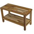 Rectangular Teak Shower Bench With Shelf In Natural Finish